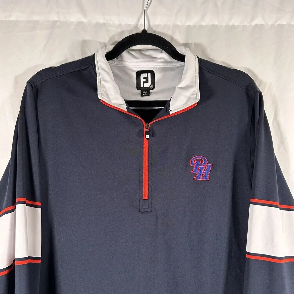 Footjoy Golf jacket Men's Medium Blue 1/4 Zip Long Sleeve Pullover - Picture 2 of 10